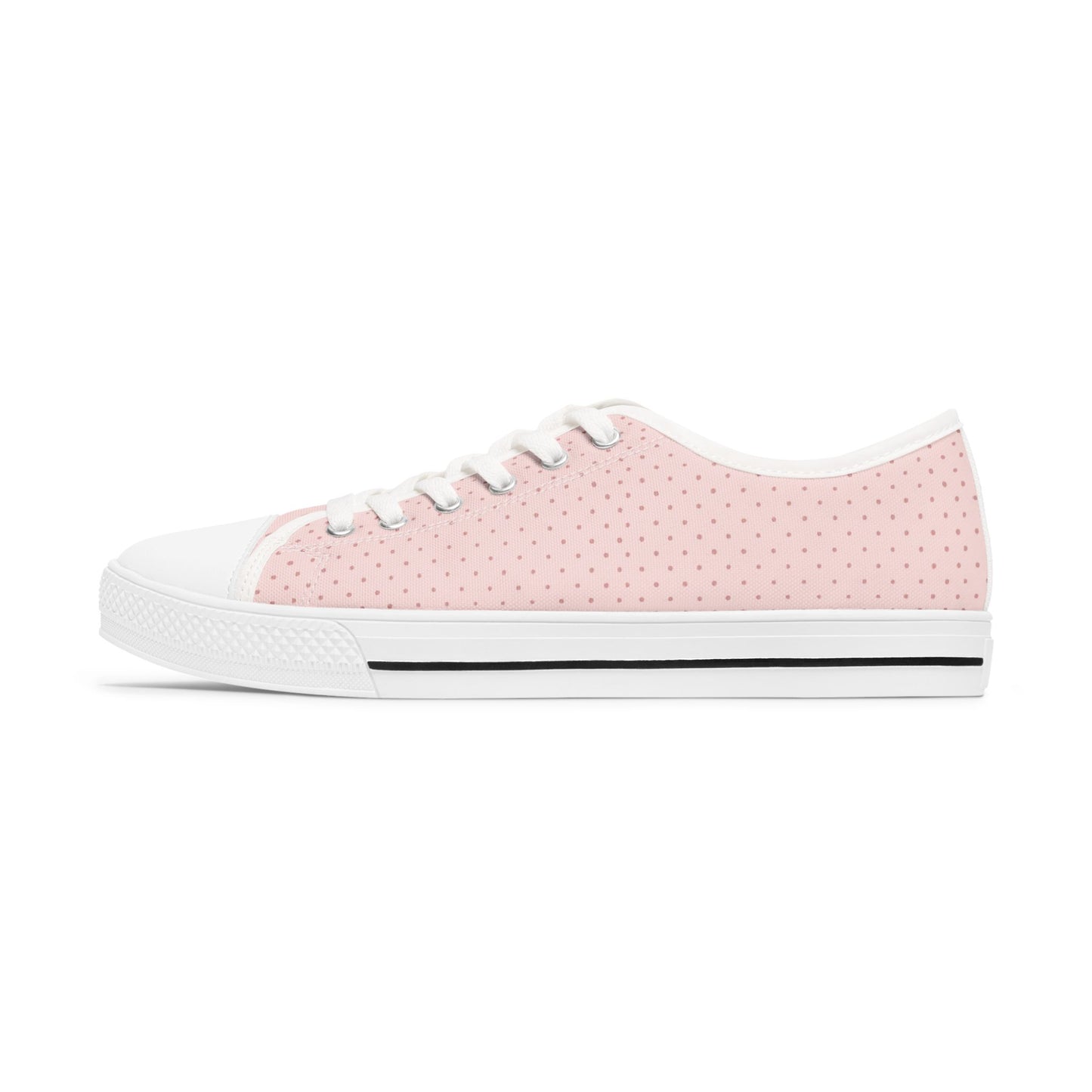 Pink Heart Pattern Sneakers - Women's Low Top Casual Shoes