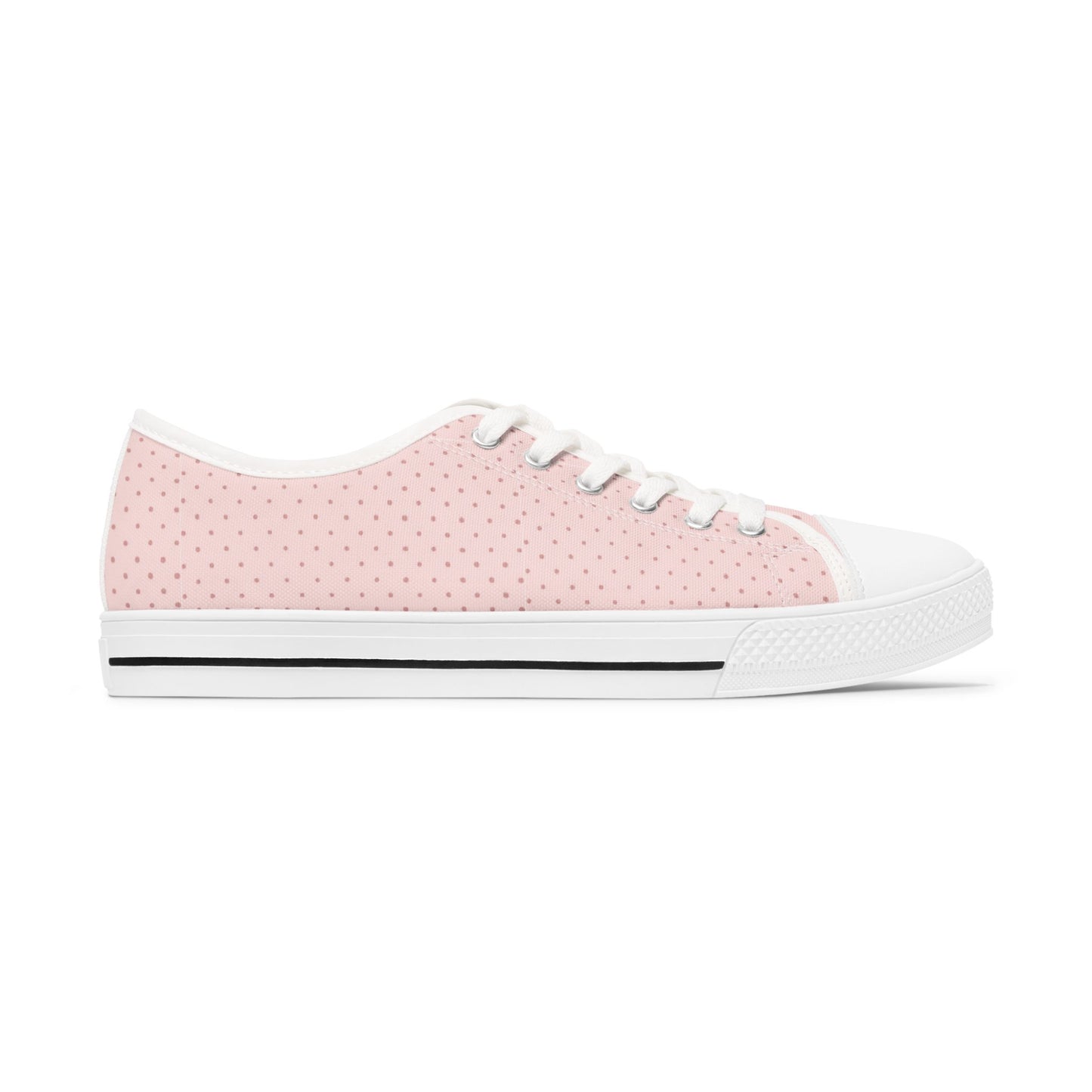 Pink Heart Pattern Sneakers - Women's Low Top Casual Shoes