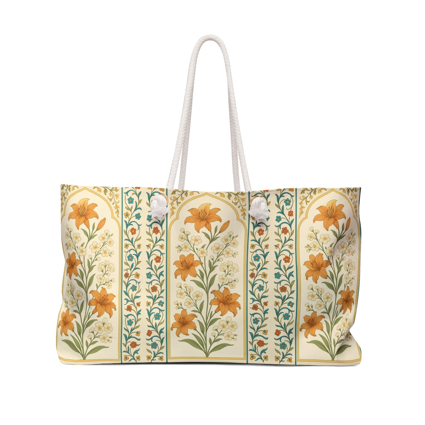Floral Vintage Weekender Bag — Retro Orange Lily Travel Tote
