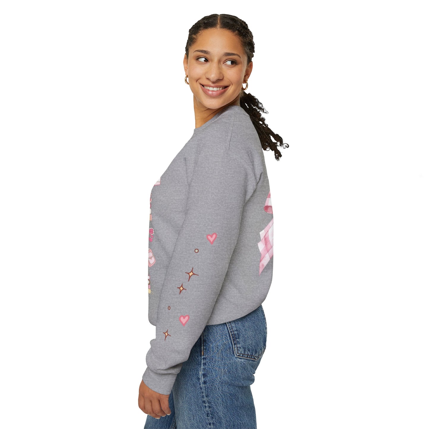 Crewneck Sweatshirt — Pink Bow & Gifts Cozy Graphic Pullover