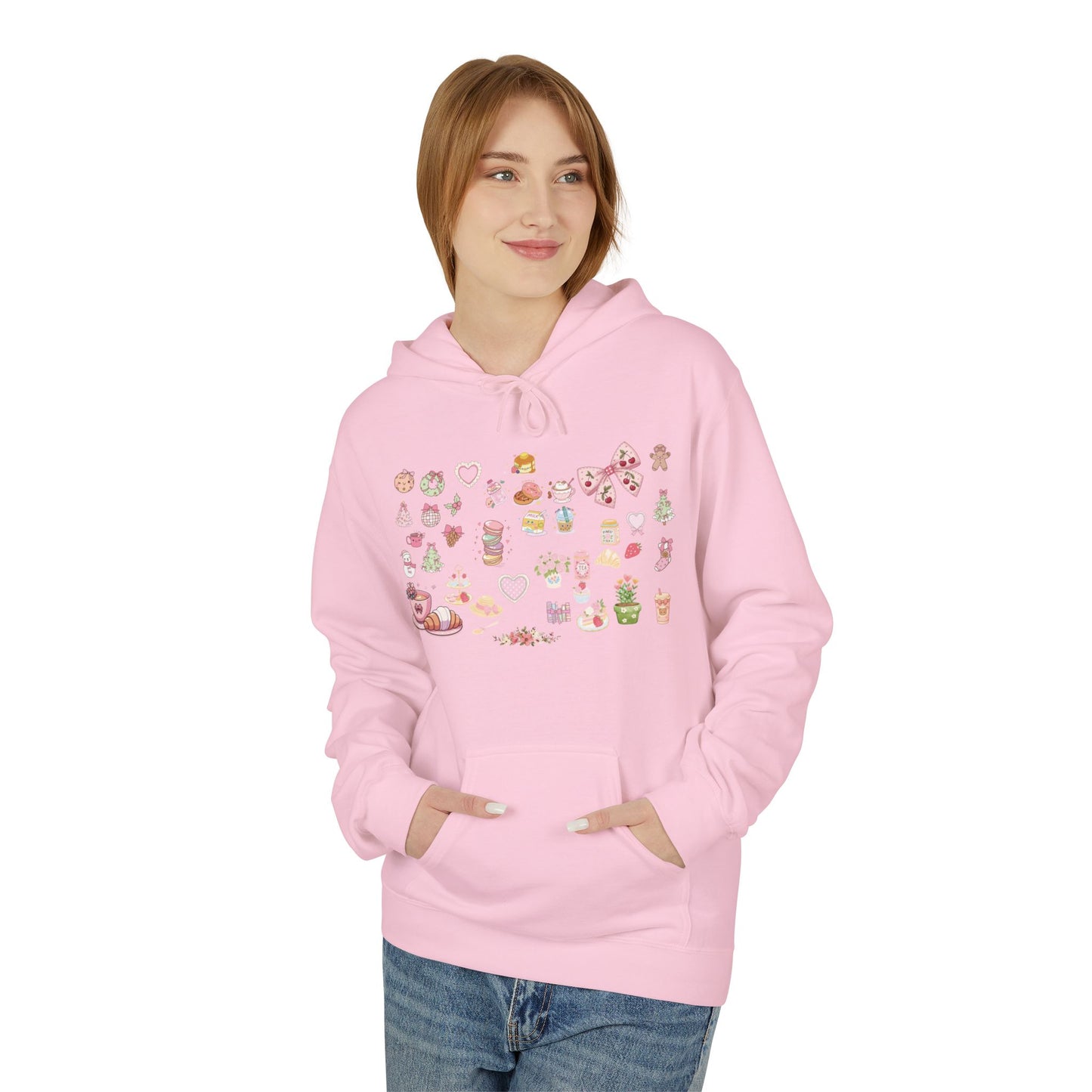 Kawaii Pink Girl Outfit Hoodie — Cute Fashion Icons Graphic Hoodie