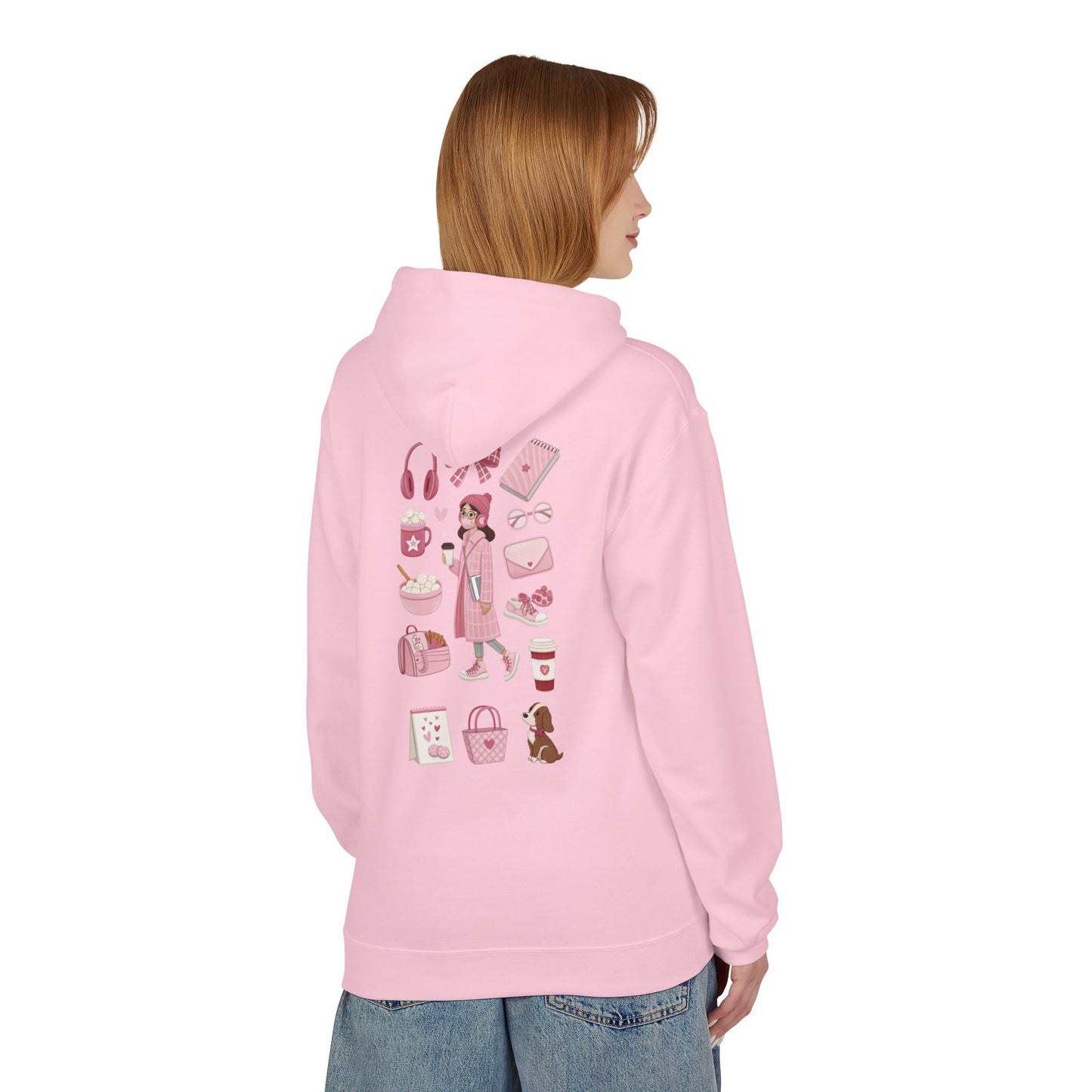 Kawaii Pink Girl Outfit Hoodie — Cute Fashion Icons Graphic Hoodie