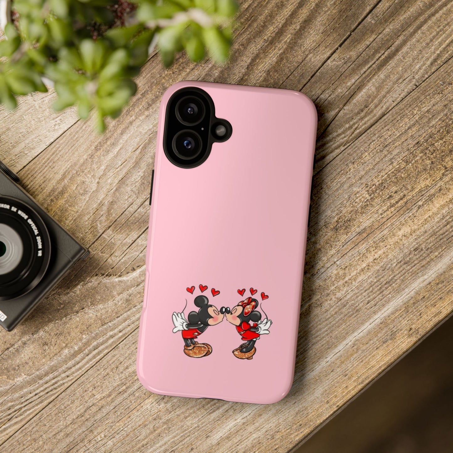 Pink Romantic Kissing Mouse Phone Case — Cute Couple Hearts Protective iPhone Cover